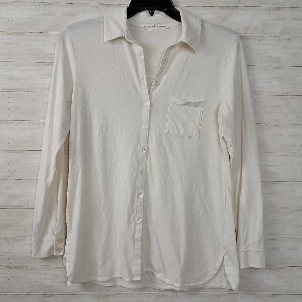 Peruvian Connection Knit Button Front Top Ivory - image 1